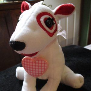 Plush Target Bulls Eye Bull Terrier w/Heart Necklace